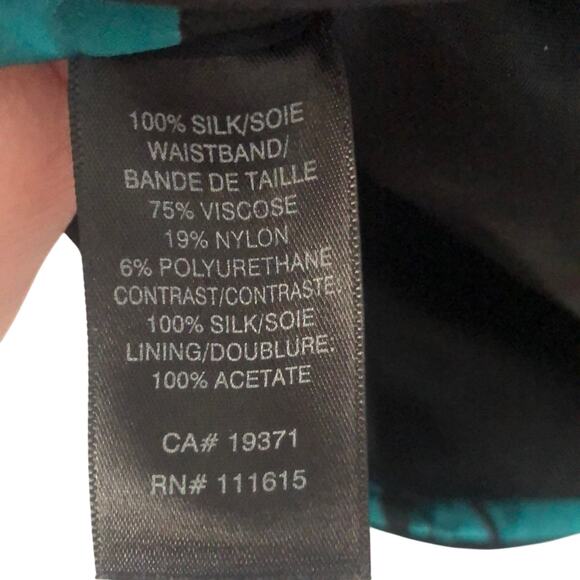 EUC Robert Rodriguez Skirt Teal and White Silk Abstract Print - Size 10 - Picture 4 of 4